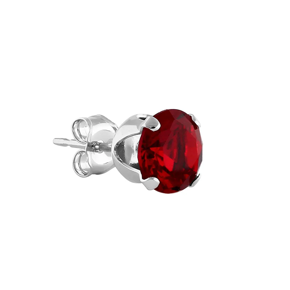 0.5ct Sterling Silver Round Garnet CZ Stud Earrings 4mm