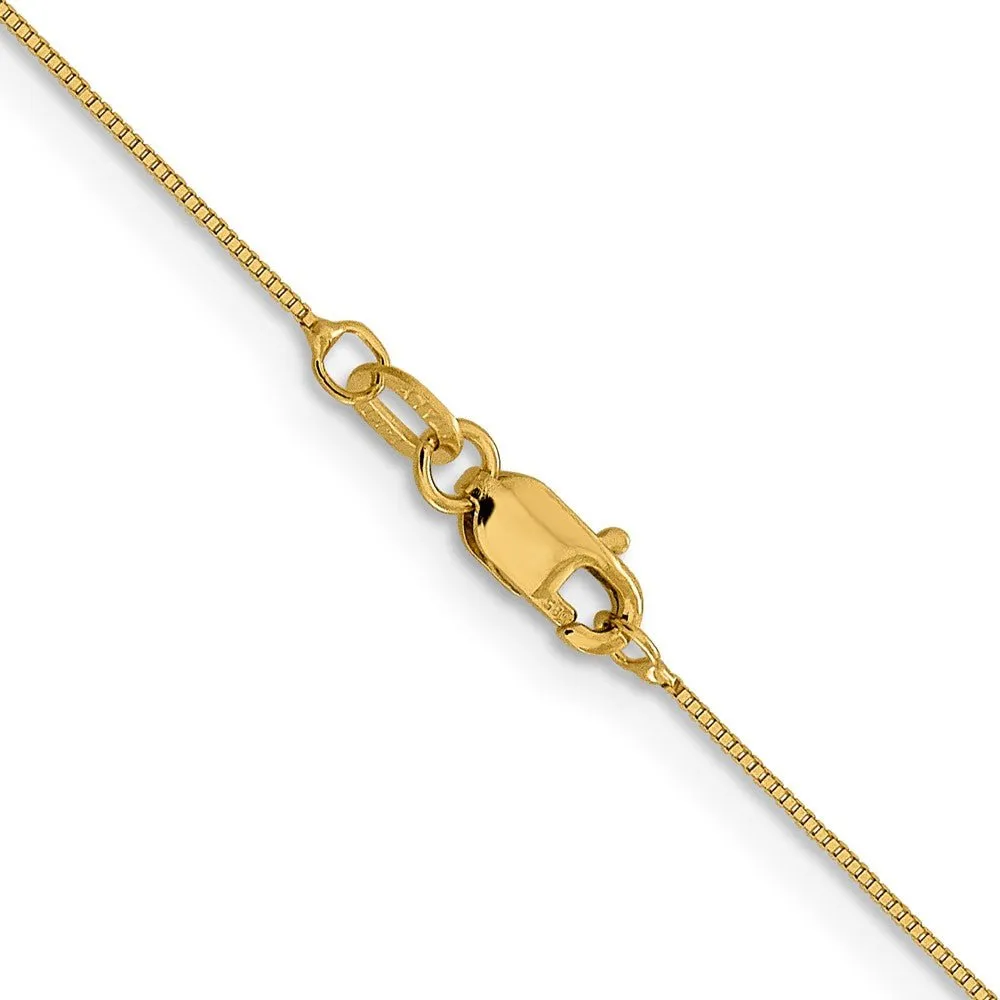 0.5mm 14K Yellow Gold Solid Box Chain Necklace