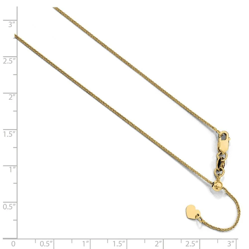 0.8mm 10k Yellow Gold Adjustable Wheat Chain Necklace