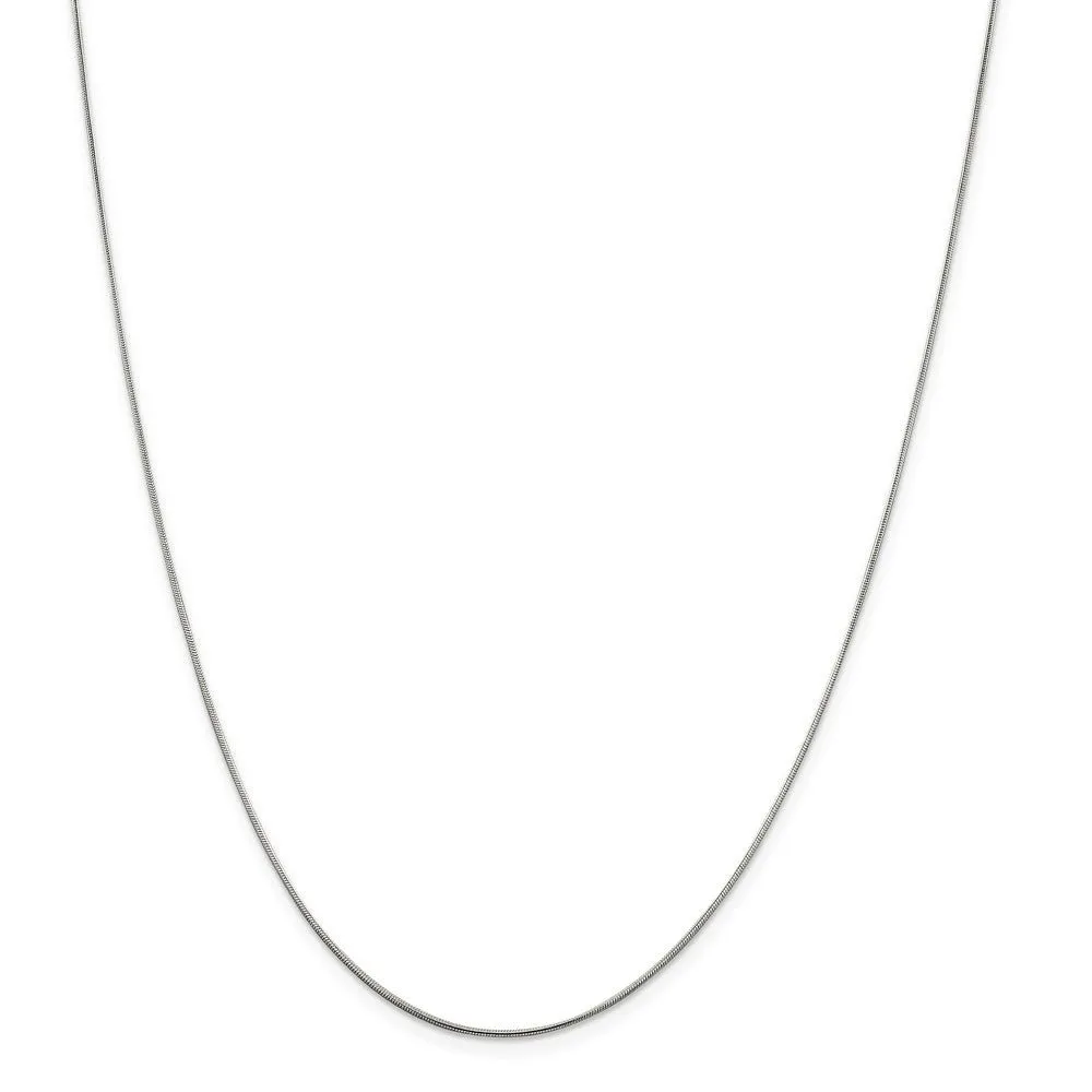 0.8mm, Sterling Silver Solid Round Snake Chain Necklace