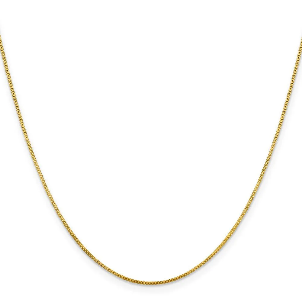 0.8mm Yellow Gold Tone Plated Sterling Silver Solid Box Chain Necklace