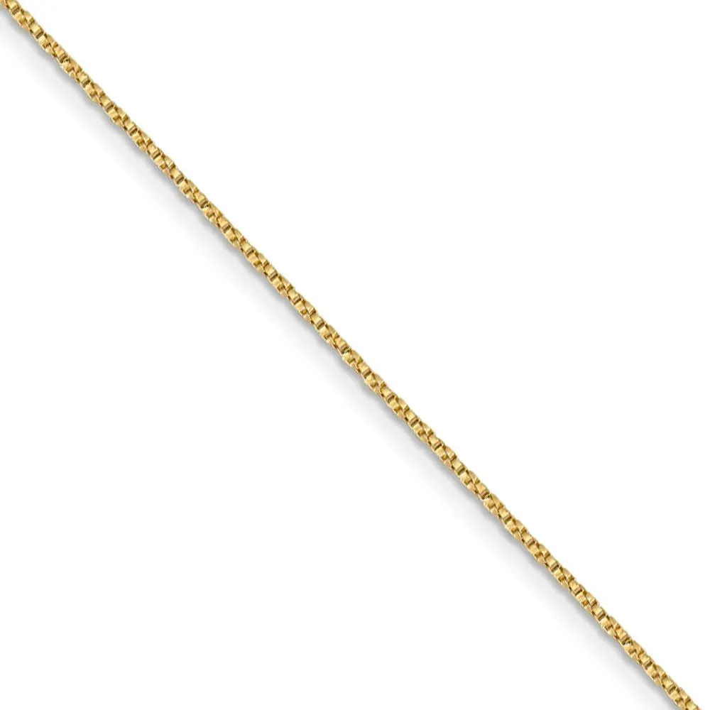 0.95mm, 14k Yellow Gold, Twisted Box Chain Necklace