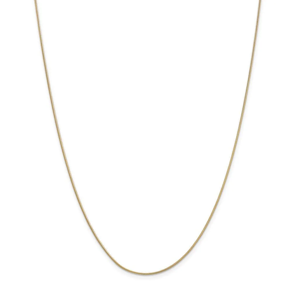 0.9mm 14k Yellow Gold Solid Round Snake Chain Necklace