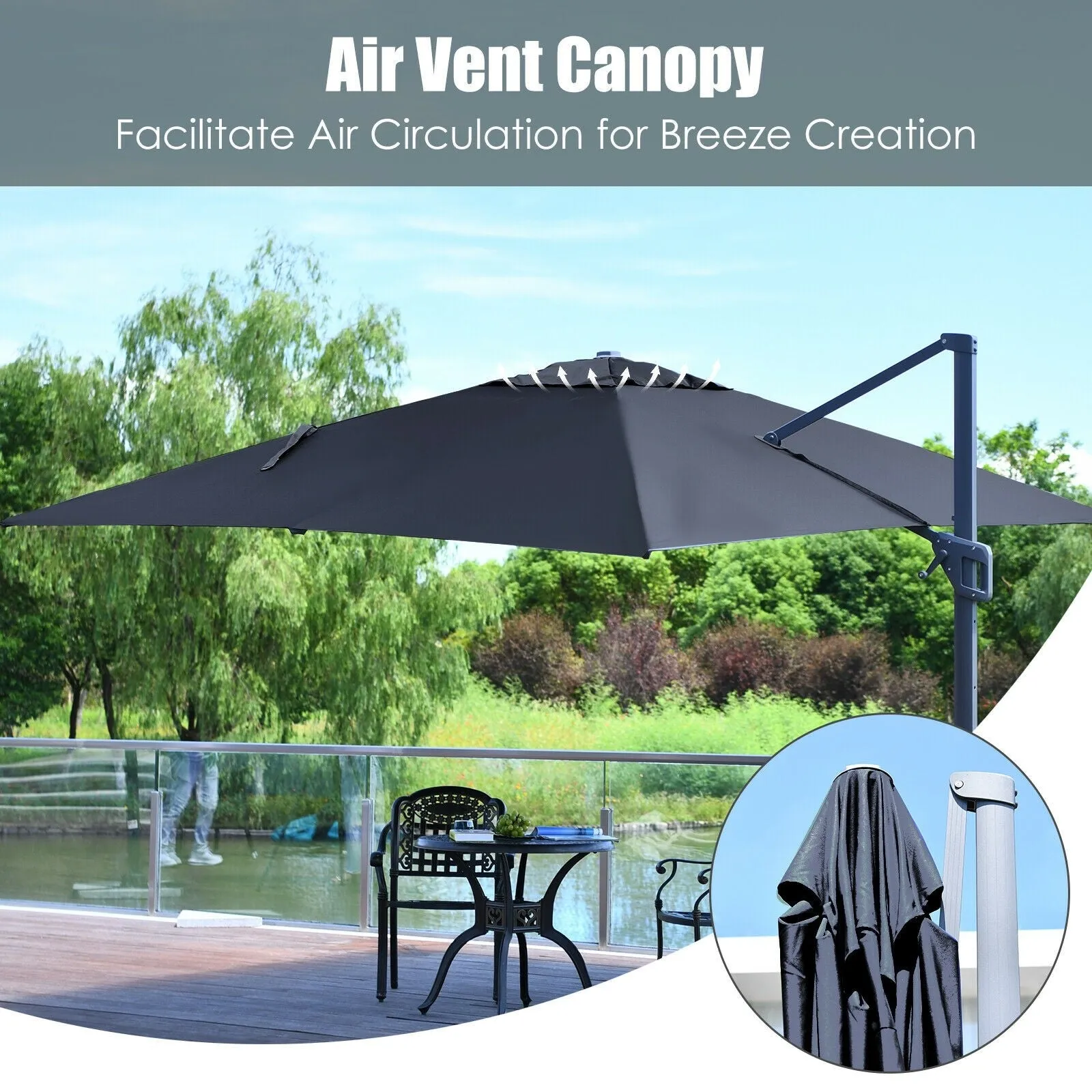 10 x 13ft Rectangular Cantilever Umbrella - Gray