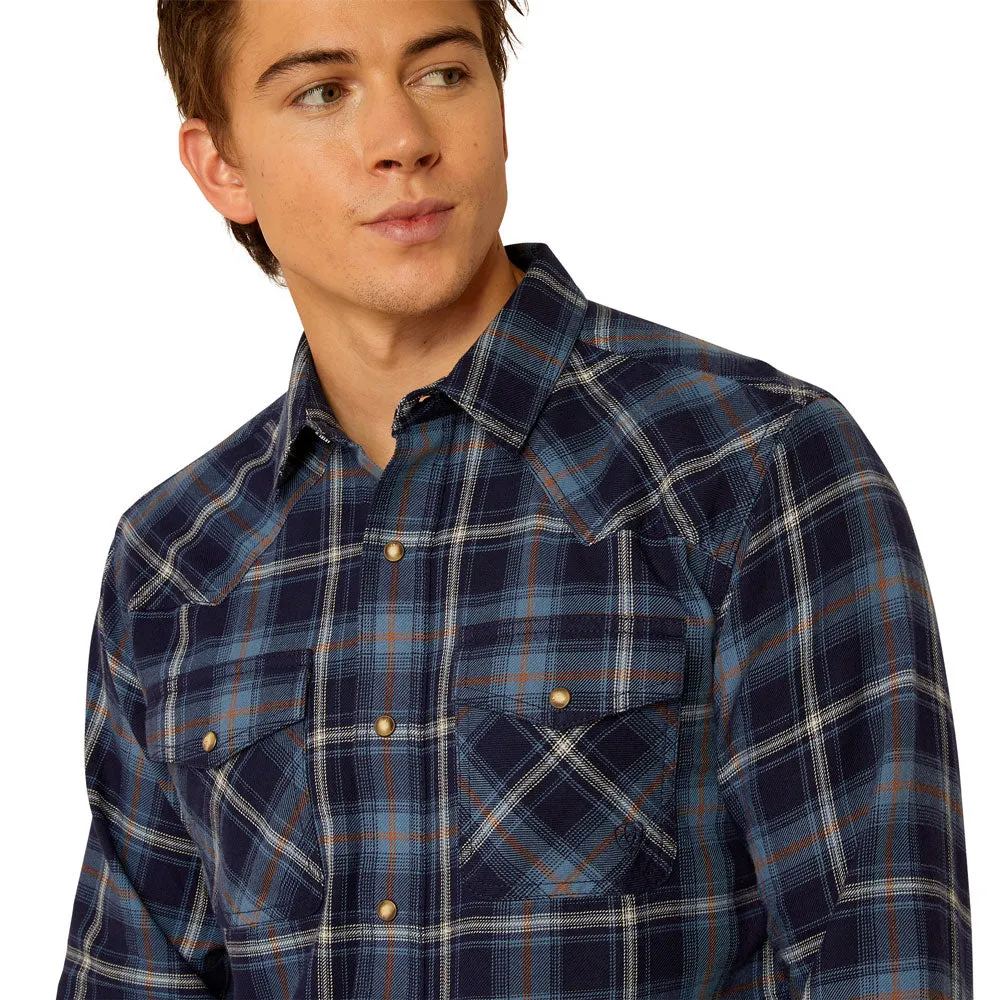 10052318 Ariat Men's Hugo Retro Fit Long Sleeve Shirt - Maritime Blue