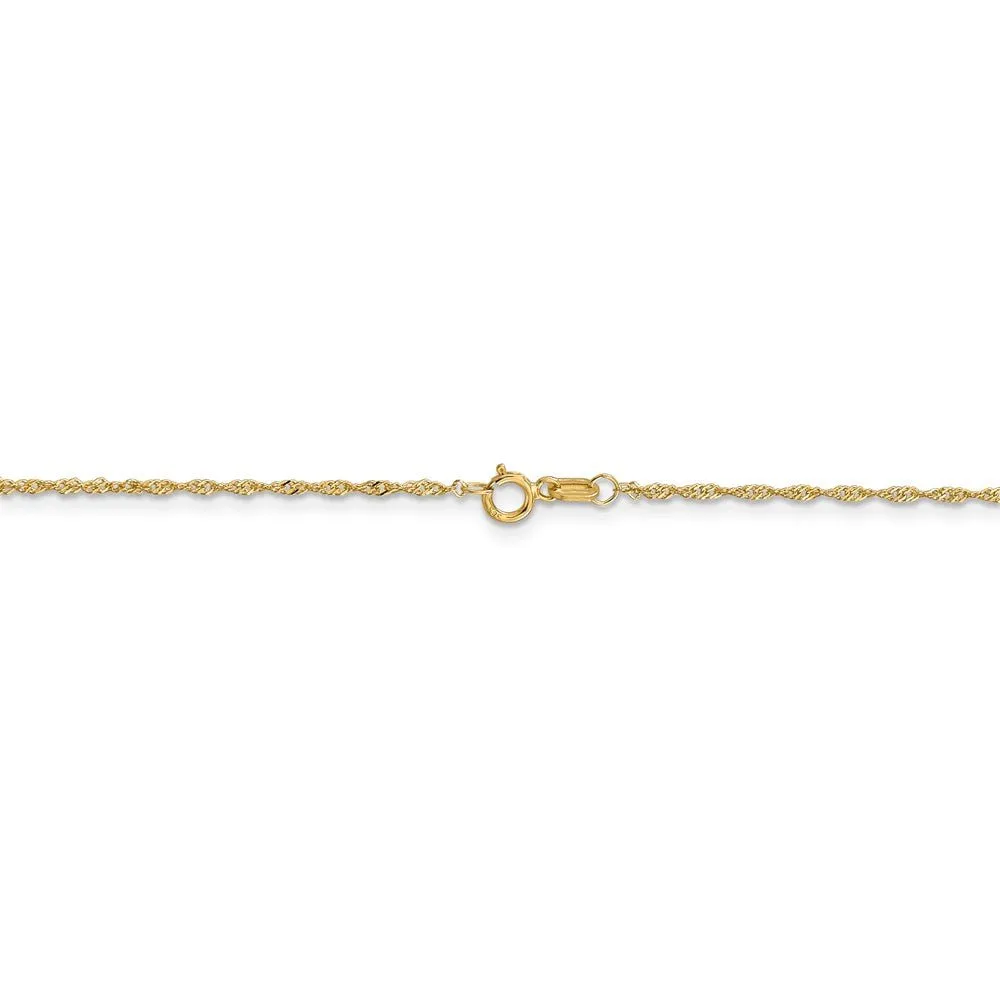 1.1mm, 14k Yellow Gold, Singapore Chain Bracelet, 7 Inch