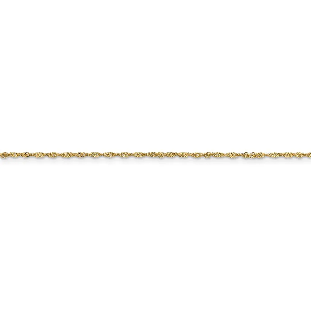 1.1mm, 14k Yellow Gold, Singapore Chain Bracelet, 7 Inch