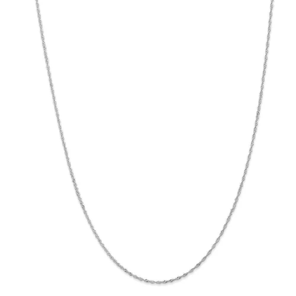 1.1mm 18k White Gold Singapore Chain Necklace