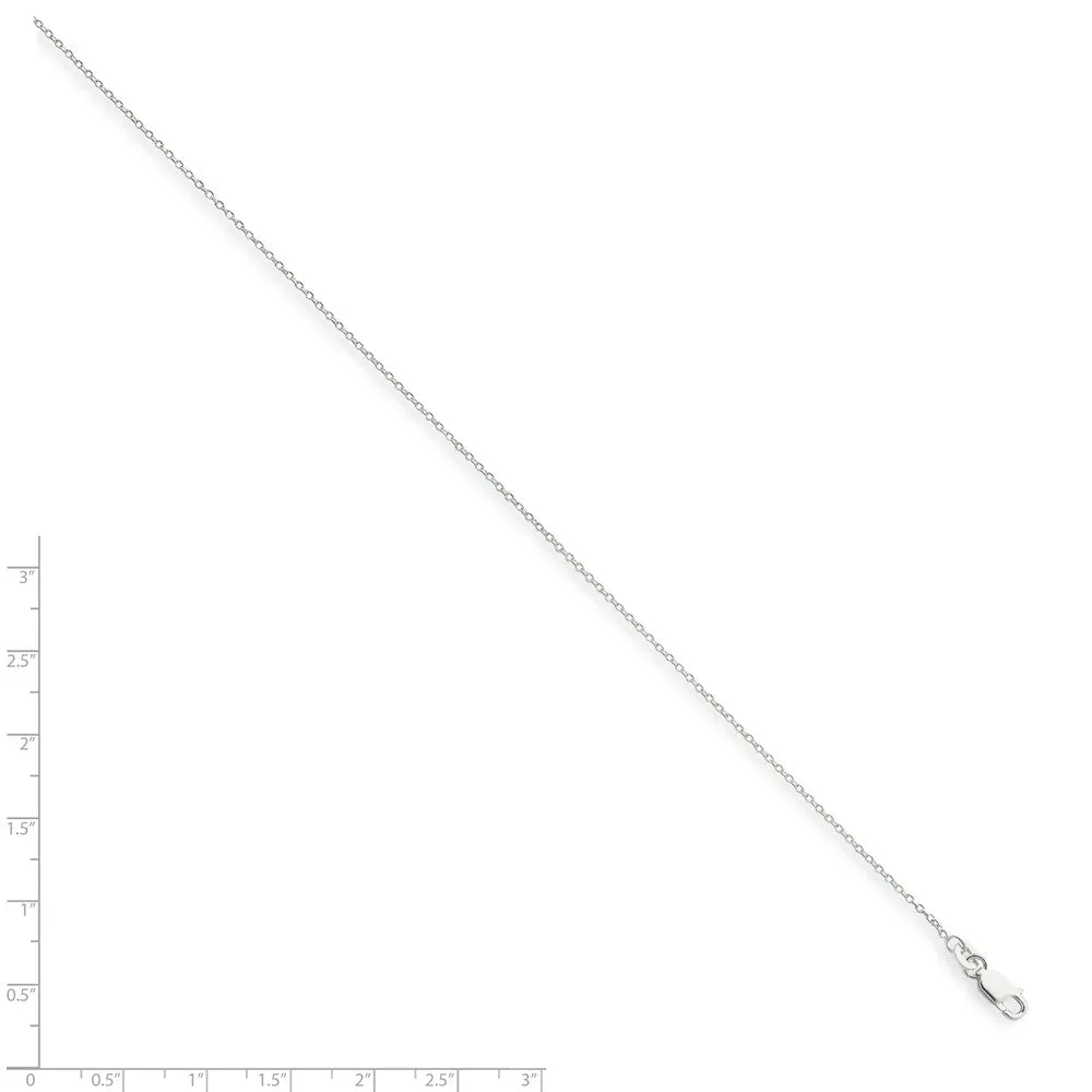 1.25mm Rhodium Plated Sterling Silver Cable Chain Necklace, 18-20 Inch