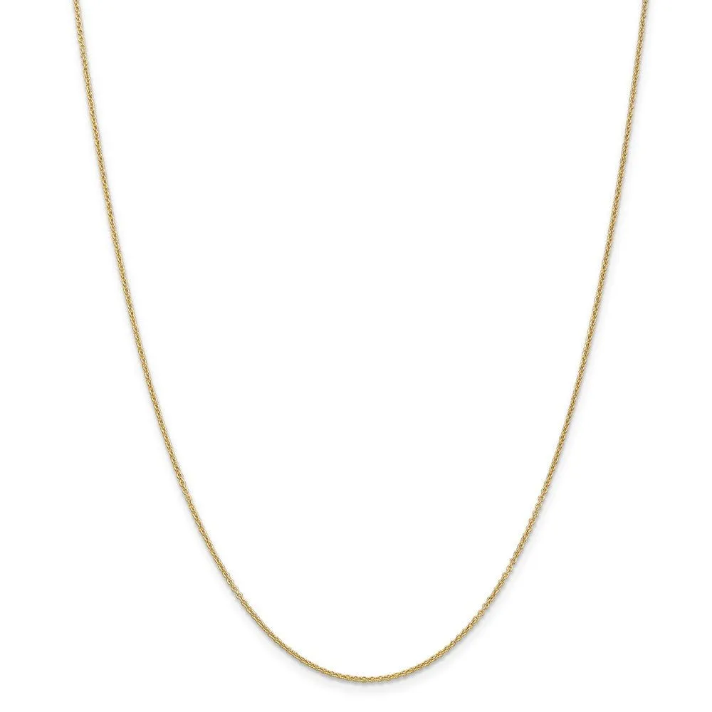 1.2mm, 14k Yellow Gold, Solid Link Cable Chain Necklace