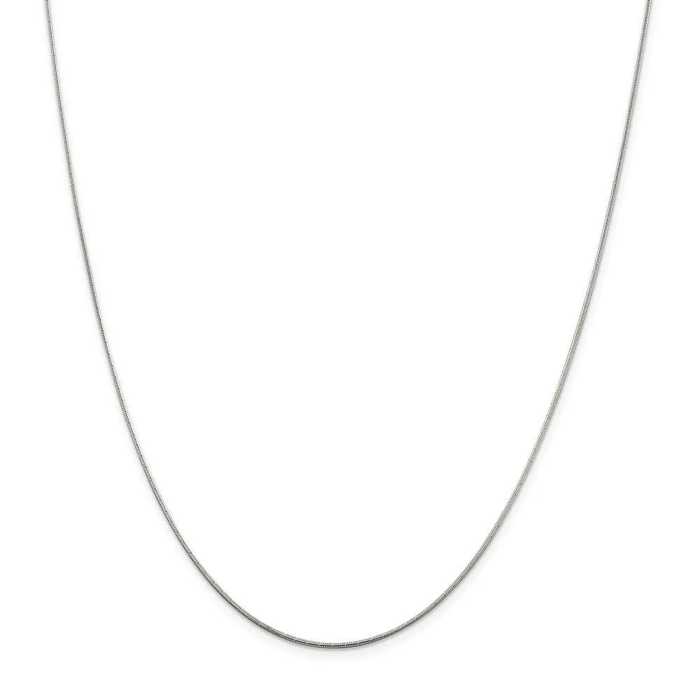 1.2mm Sterling Silver, Diamond Cut Solid Snake Chain Necklace