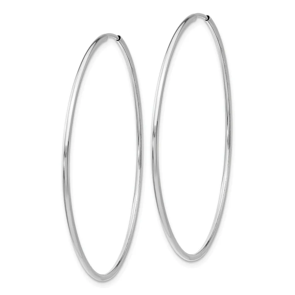 1.2mm x 47mm 14k White Gold Polished Endless Tube Hoop Earrings