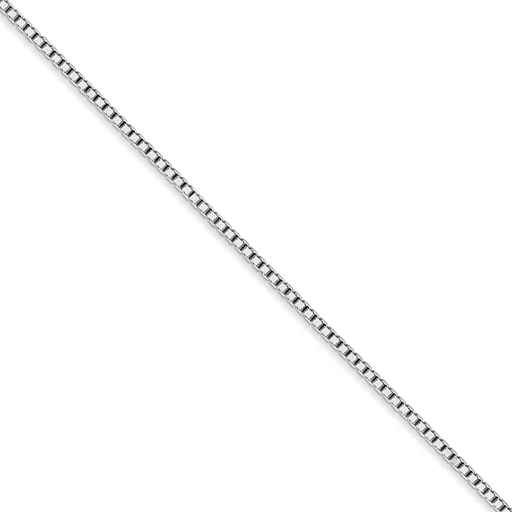 1.3mm 10k White Gold Solid Box Chain Necklace