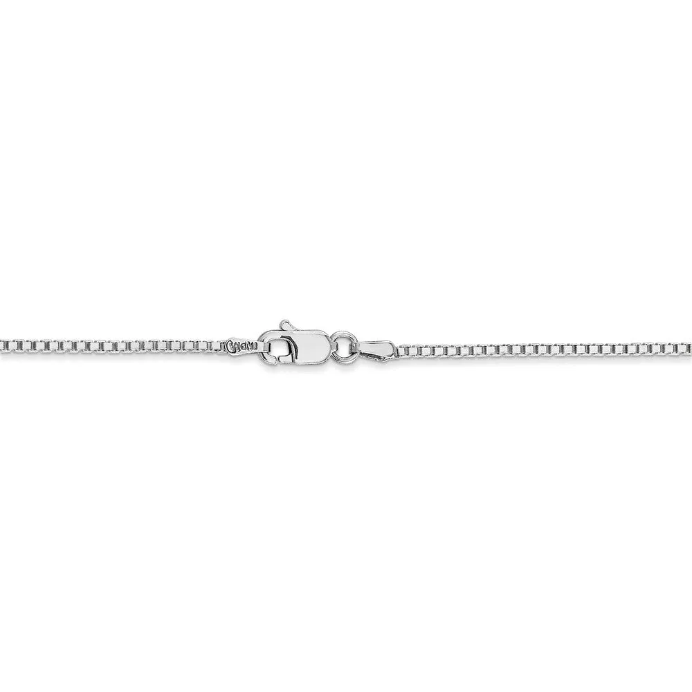 1.3mm 10k White Gold Solid Box Chain Necklace