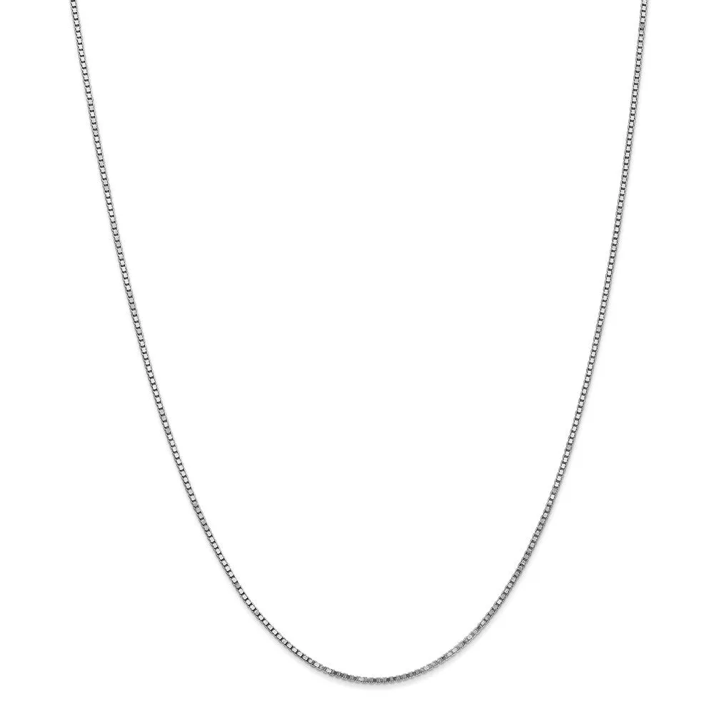 1.3mm 10k White Gold Solid Box Chain Necklace