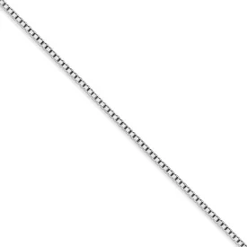 1.3mm 10k White Gold Solid Box Chain Necklace