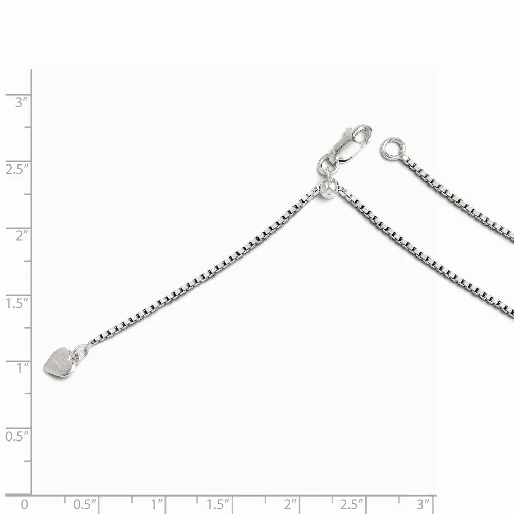 1.3mm Sterling Silver Adjustable Box Chain Necklace