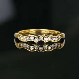 14K Gold Diamond Half Eternity Wave Ring Band