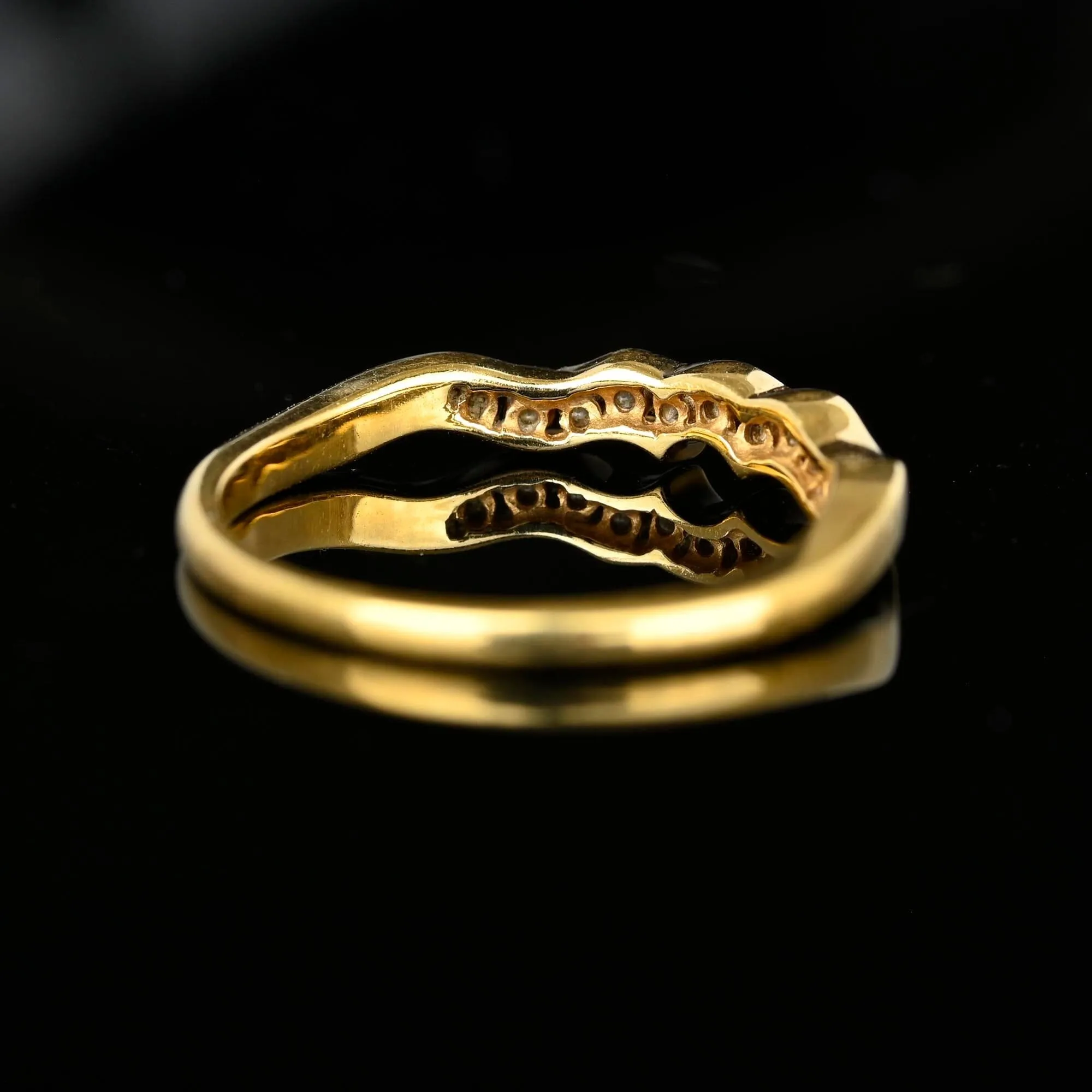 14K Gold Diamond Half Eternity Wave Ring Band