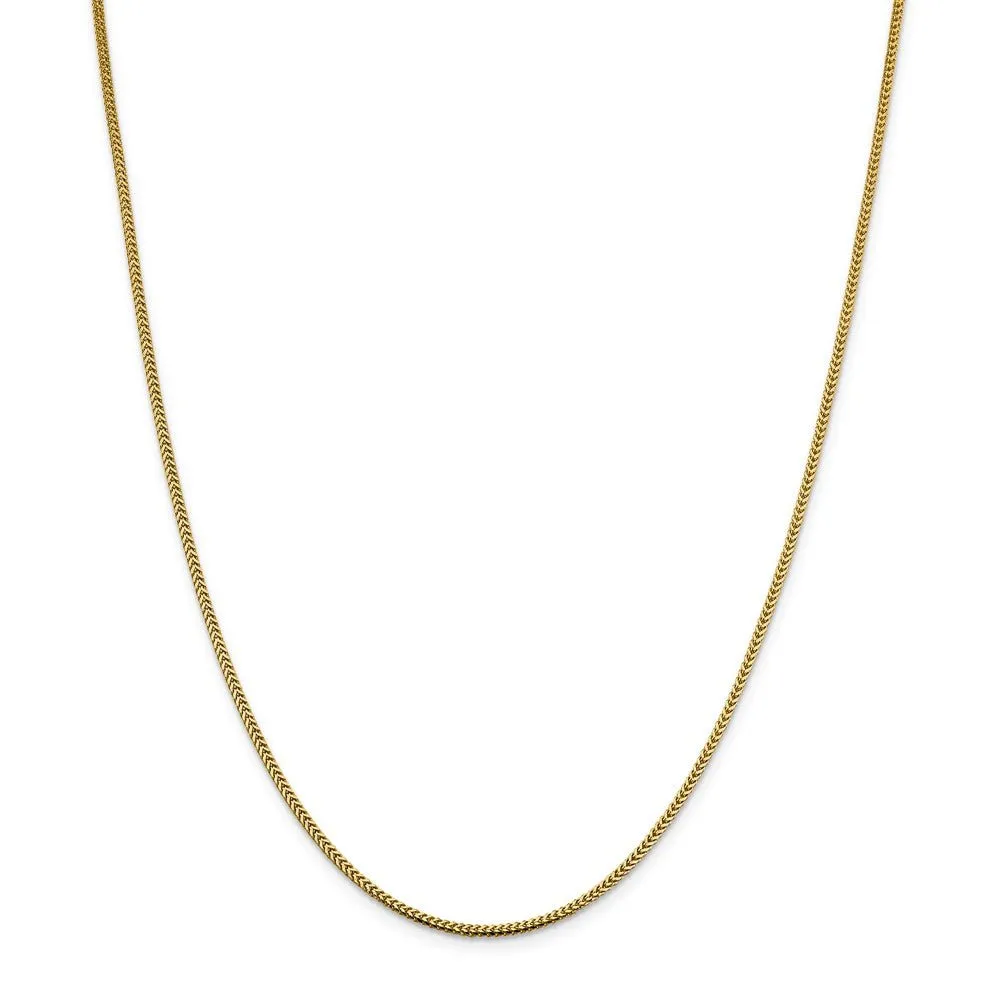 1.4mm 14k Yellow Gold Solid Franco Chain Necklace