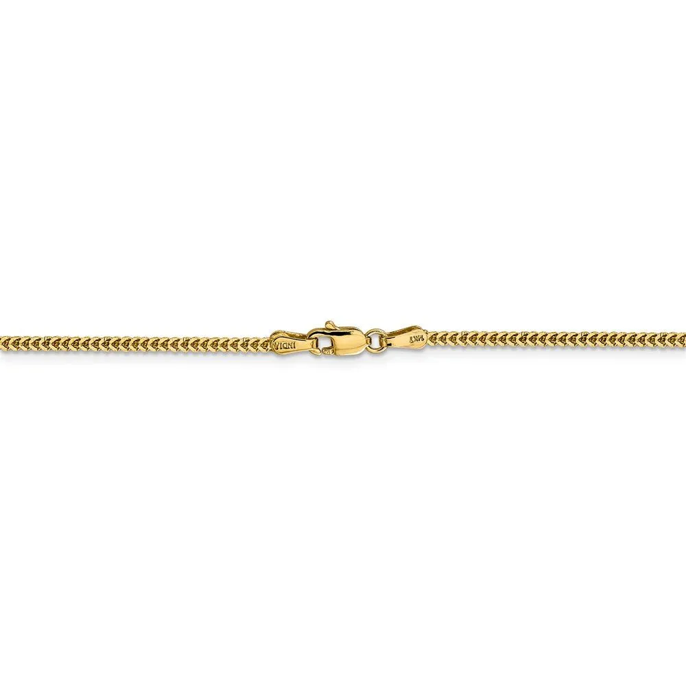 1.4mm 14k Yellow Gold Solid Franco Chain Necklace