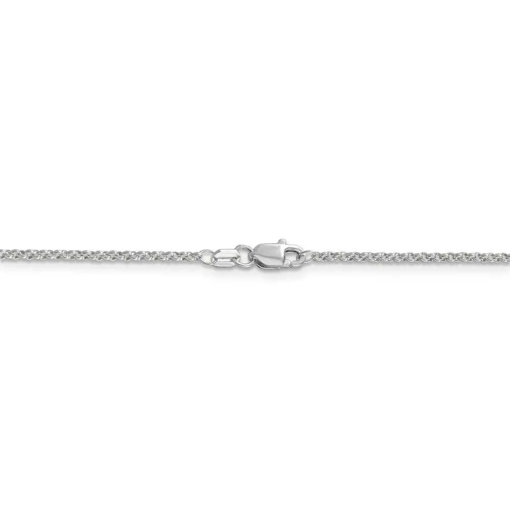 1.55mm 14k White Gold Solid Rolo Pendant Chain