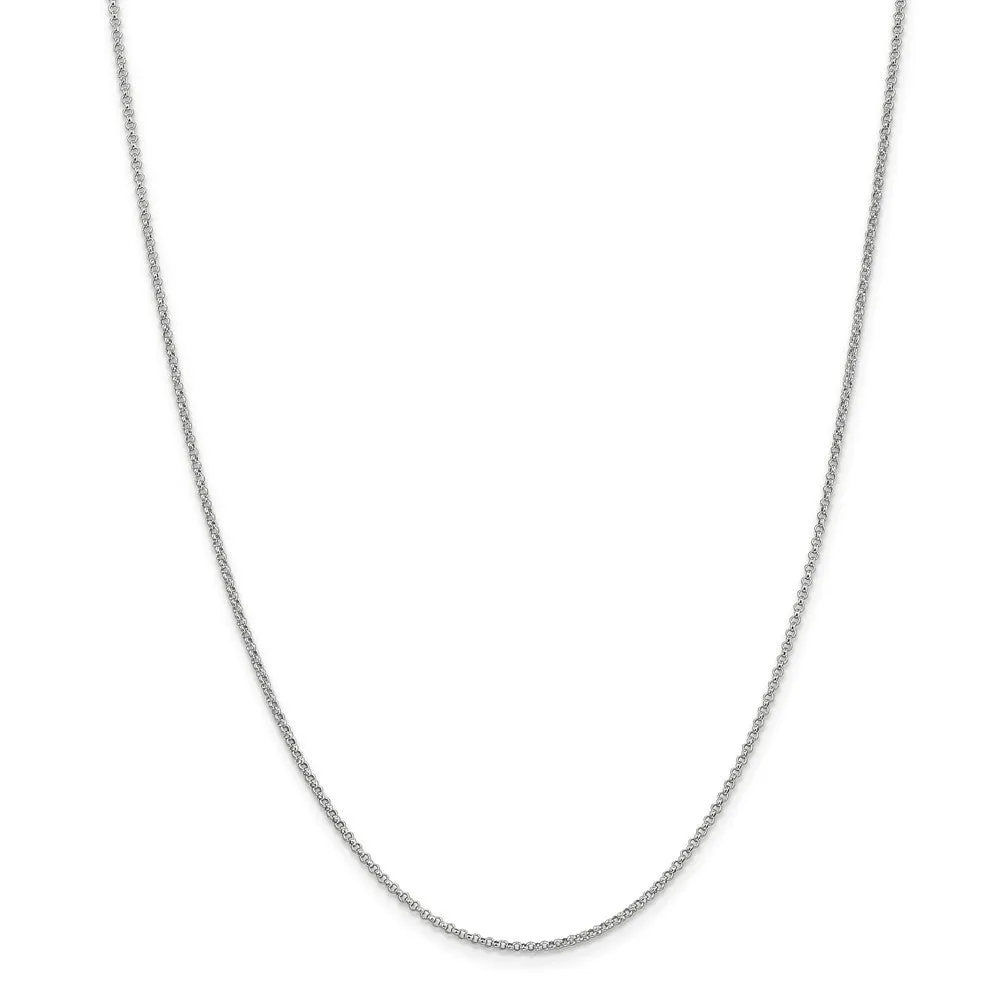 1.55mm 14k White Gold Solid Rolo Pendant Chain