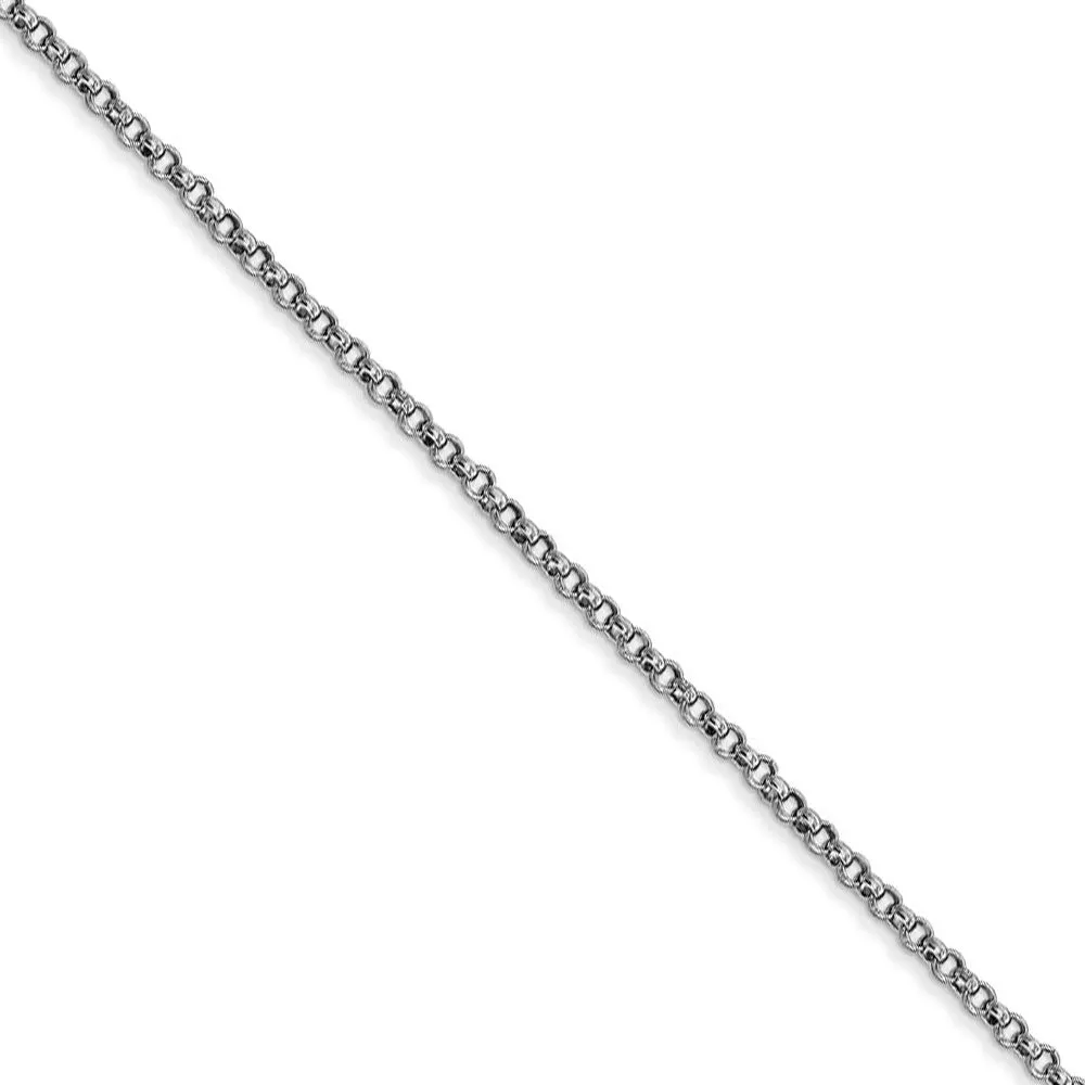 1.55mm 14k White Gold Solid Rolo Pendant Chain