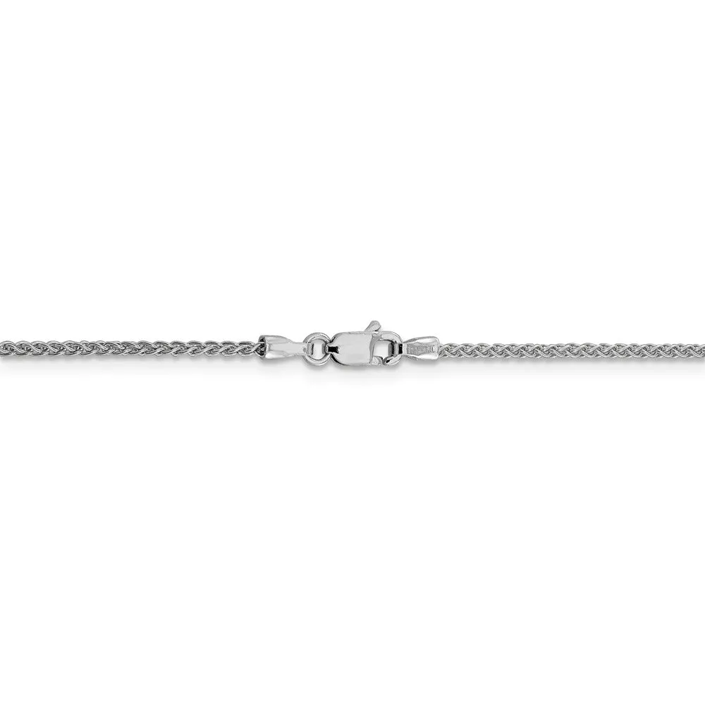 1.5mm 14k White Gold Solid Wheat Chain Necklace