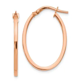 14k Rose Gold Oval Hoop Earrings, 1.5mm Square Tube, 26mm (1 Inch)