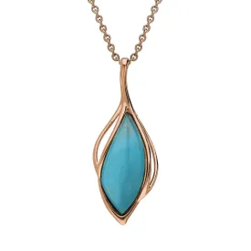 18ct Rose Gold Turquoise Open Marquise Shaped Necklace