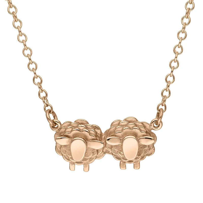 18ct Rose Gold Two Sheep Necklace