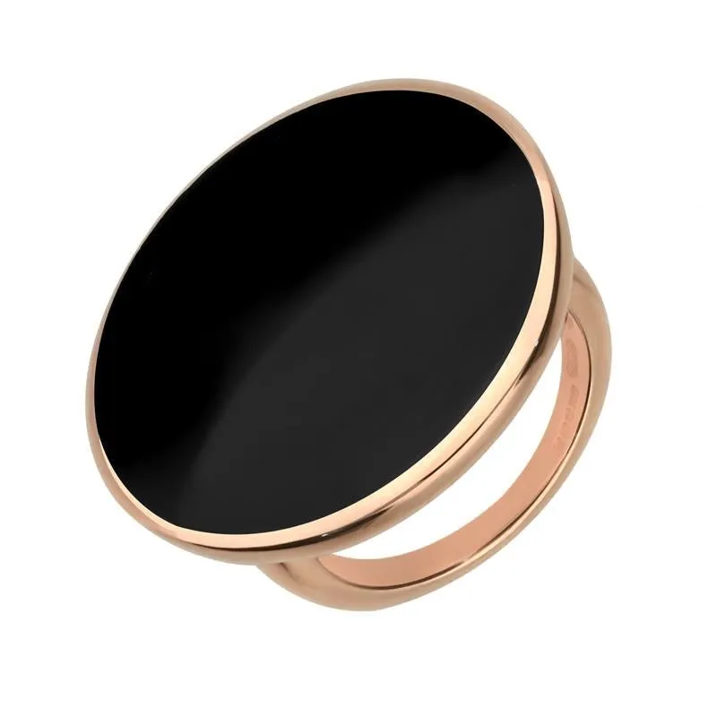 18ct Rose Gold Whitby Jet Round Ring