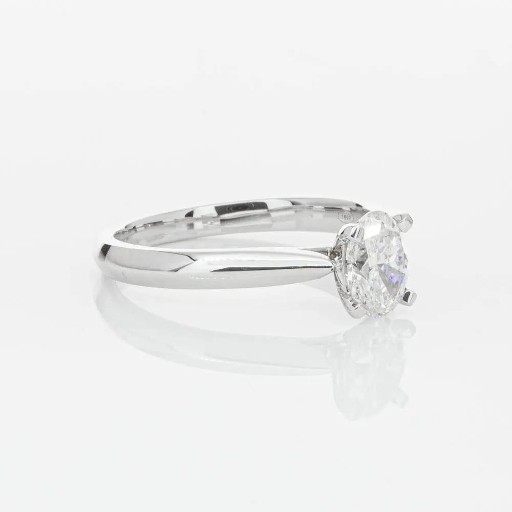 18ct White Gold .70ct Oval Cut Diamond Venetian Ring