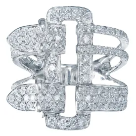 18K White Gold Diamond Contemporary Buckle Ring