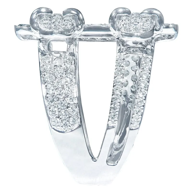 18K White Gold Diamond Contemporary Buckle Ring