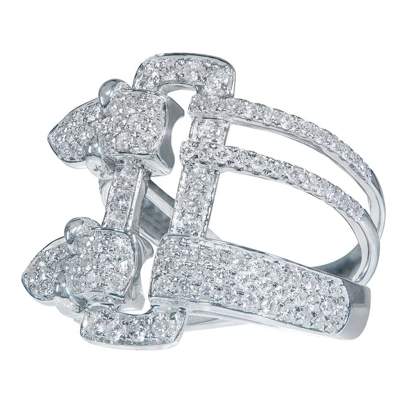 18K White Gold Diamond Contemporary Buckle Ring