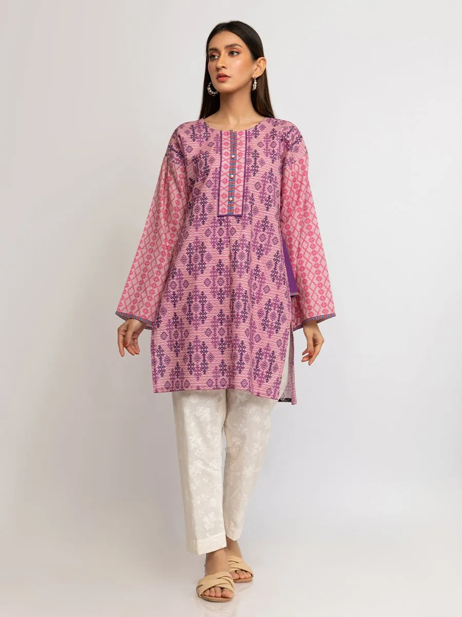 1pc - Stitched Basic Printed Khaddar Shirt