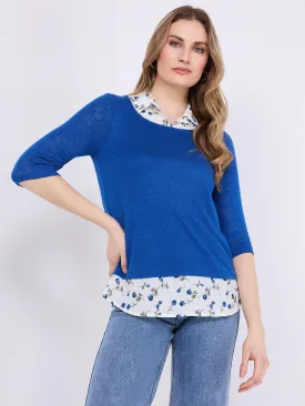 2-Fer Floral Print Brushed Top