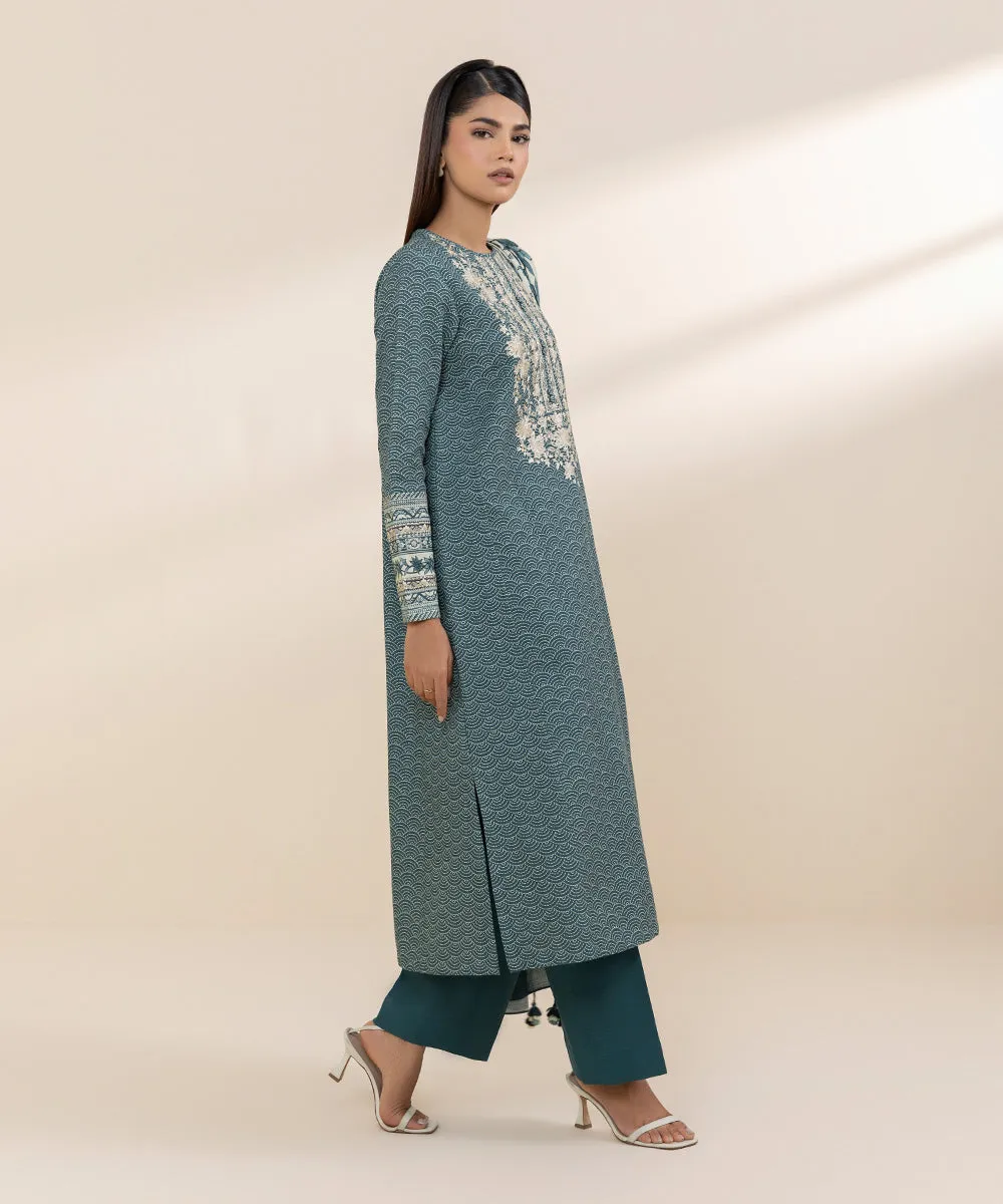 2 Piece - Embroidered Light Khaddar Suit