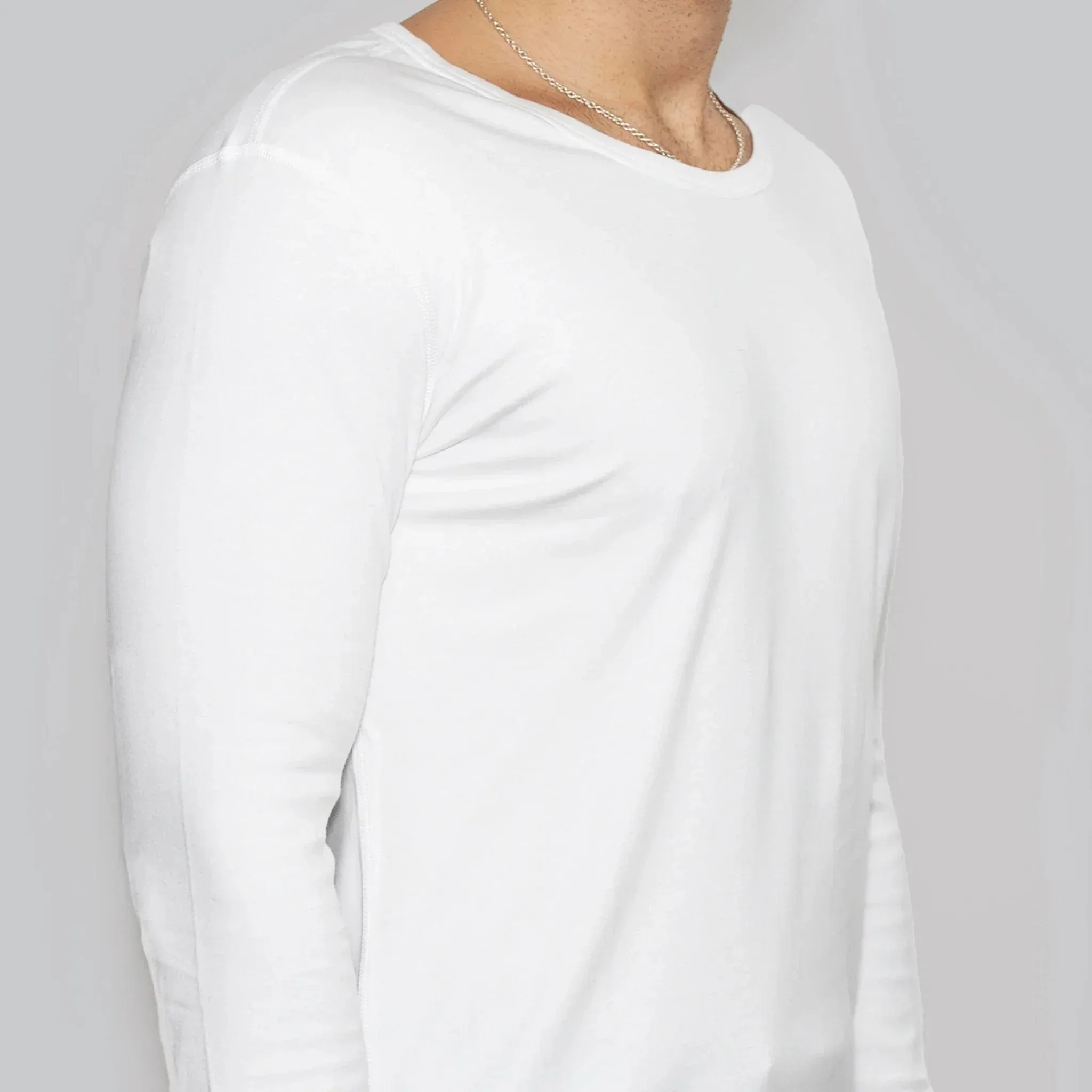 3 Pack | Men’s Recycled Cotton Crew Neck Long Sleeves, White