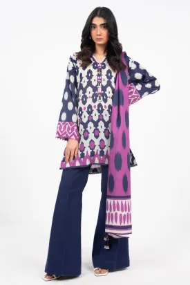 3 Piece Printed Khaddar Suit With Light Khaddar Dupatta