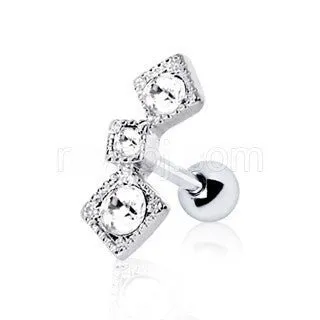 316L Stainless Steel Art of Brilliance Triple Square Drop Cartilage Earring