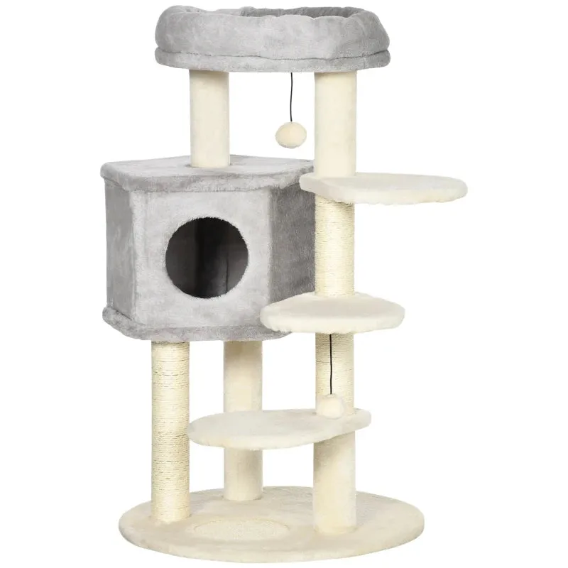 37" Cat Tree for Indoor Cats - Light Gray