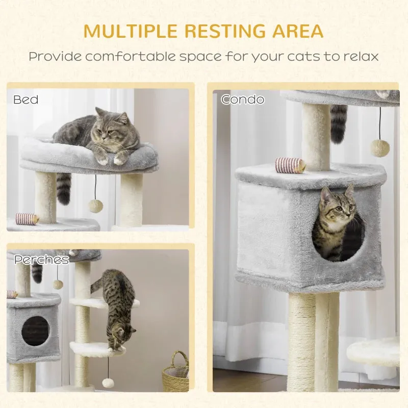 37" Cat Tree for Indoor Cats - Light Gray