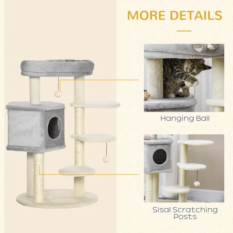 37" Cat Tree for Indoor Cats - Light Gray