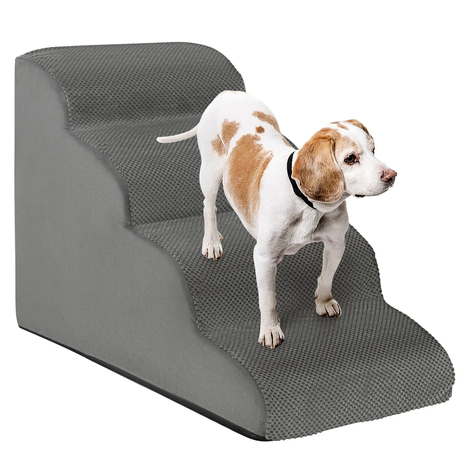 4-Tier Foam Dog Steps - Gray