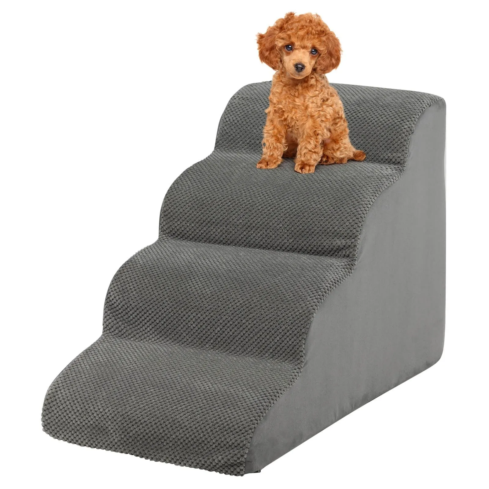 4-Tier Foam Dog Steps - Gray