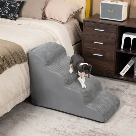 4-Tier Foam Dog Steps - Gray