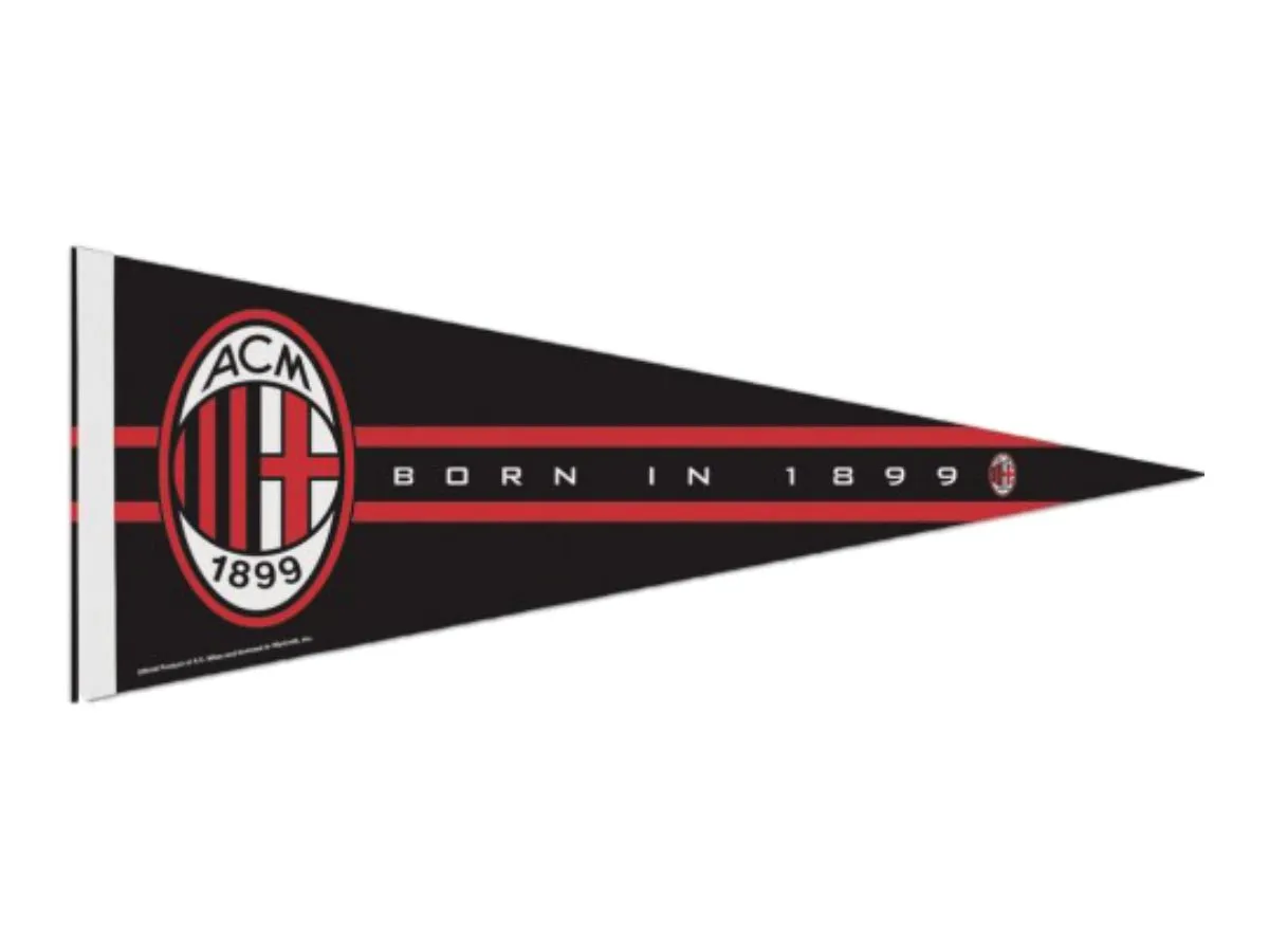 AC Milan WinCraft Black Red White "ACM Born in 1899" Premium Pennant (12"x30")